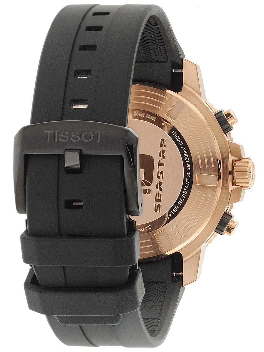 Tissot Seastar 1000 Chronograph Black Dial Black Rubber Strap Watch For Men - T120.417.37.051.00