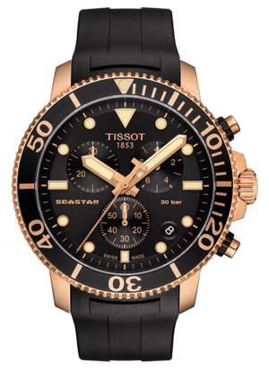 Tissot Seastar 1000 Chronograph Black Dial Black Rubber Strap Watch For Men - T120.417.37.051.00