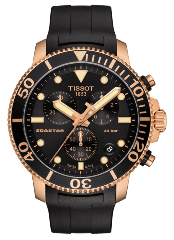 Tissot Seastar 1000 Chronograph Black Dial Black Rubber Strap Watch For Men - T120.417.37.051.00