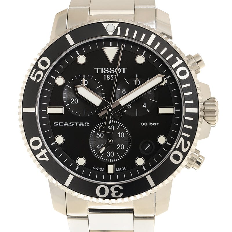 Tissot Seastar 1000 Chronograph Black Dial Silver Steel Strap Watch For Men - T120.417.11.051.00