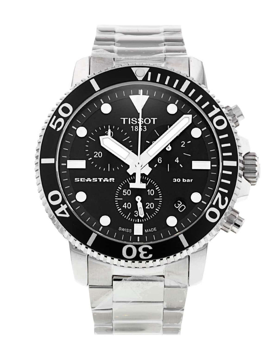 Tissot Seastar 1000 Chronograph Black Dial Silver Steel Strap Watch For Men - T120.417.11.051.00