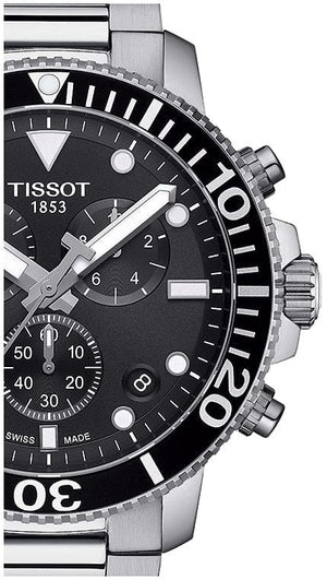 Tissot Seastar 1000 Chronograph Black Dial Silver Steel Strap Watch For Men - T120.417.11.051.00