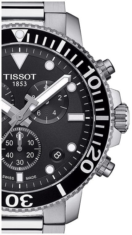 Tissot Seastar 1000 Chronograph Black Dial Silver Steel Strap Watch For Men - T120.417.11.051.00