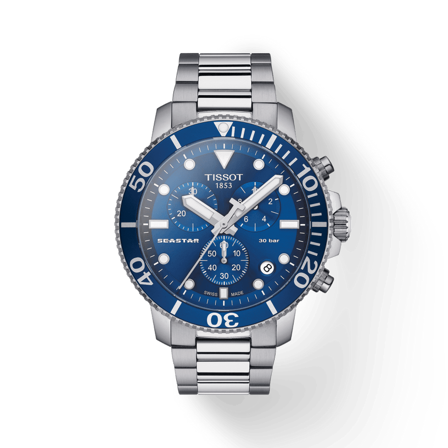 Tissot Seastar 1000 Chronograph Blue Dial Silver Steel Strap Watch For Men - T120.417.11.041.00