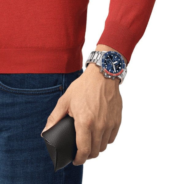 Tissot Seastar 1000 Chronograph Blue Dial Silver Steel Strap Watch For Men - T120.417.11.041.03