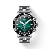 Tissot Seastar 1000 Chronograph Green Dial Silver Mesh Bracelet Watch For Men - T120.417.11.091.00