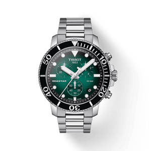 Tissot Seastar 1000 Chronograph Green Dial Silver Steel Strap Watch For Men - T120.417.11.091.01