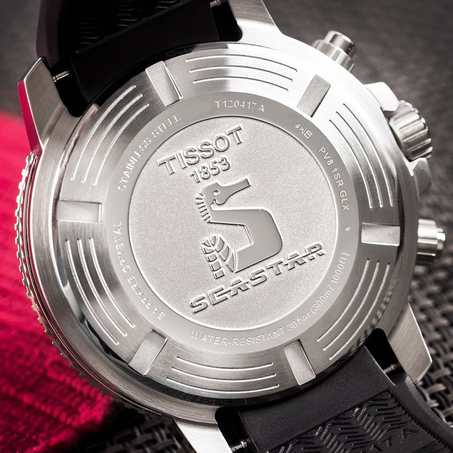 Tissot Seastar 1000 Chronograph Red Dial Black Rubber Strap Watch For Men - T120.417.17.421.00