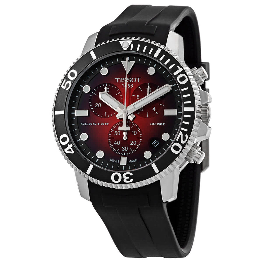 Tissot Seastar 1000 Chronograph Red Dial Black Rubber Strap Watch For Men - T120.417.17.421.00