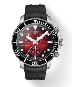 Tissot Seastar 1000 Chronograph Red Dial Black Rubber Strap Watch For Men - T120.417.17.421.00