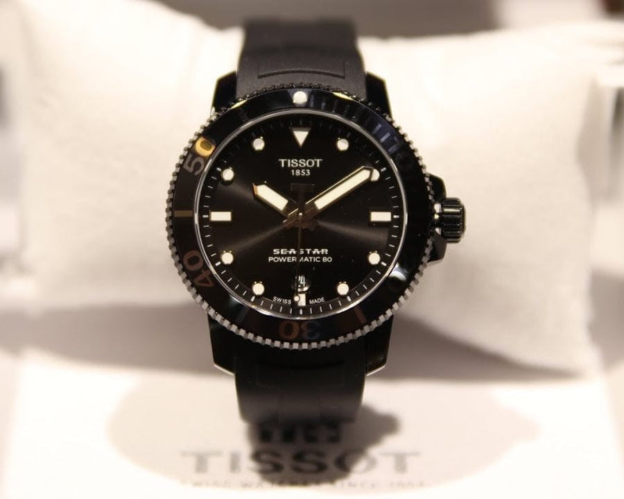 Tissot Seastar 1000 Powermatic 80 Black Dial Black Rubber Strap Watch For Men - T120.407.37.051.00