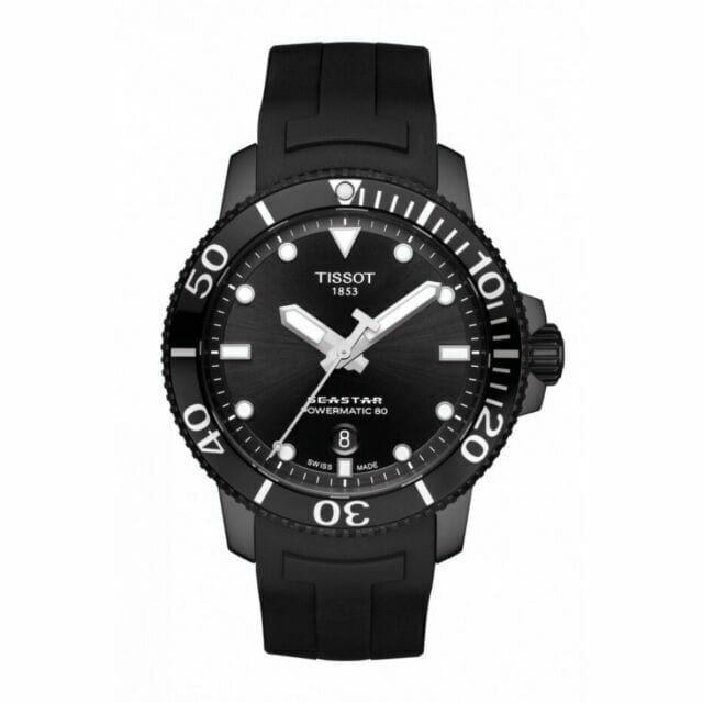 Tissot Seastar 1000 Powermatic 80 Black Dial Black Rubber Strap Watch For Men - T120.407.37.051.00