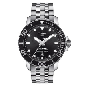 Tissot Seastar 1000 Powermatic 80 Black Dial Silver Steel Strap Watch For Men - T120.407.11.051.00