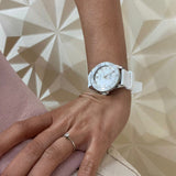 Tissot Seastar 1000 Quartz Mother of Pearl Dial White Rubber Strap Watch for Women - T120.210.17.116.00