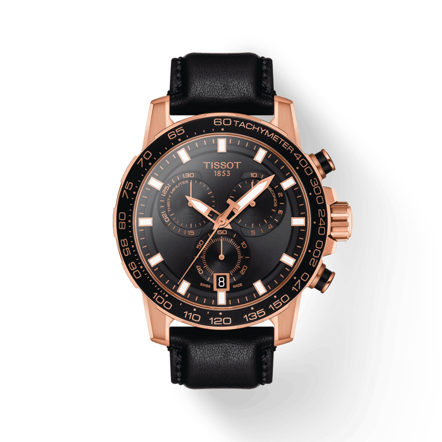 Tissot Supersport Chrono Black Dial Black Leather Strap Watch for Men - T125.617.36.051.00