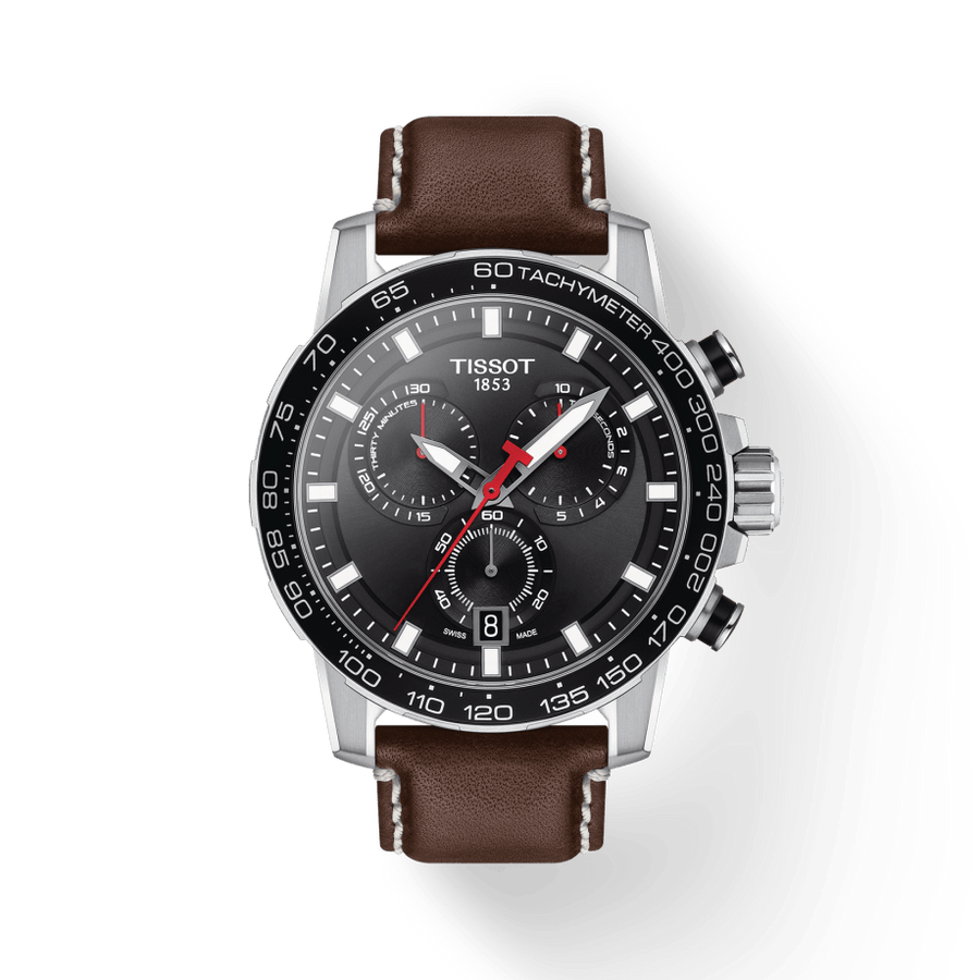 Tissot Supersport Chrono Black Dial Brown Leather Strap Watch for Men - T125.617.16.051.01