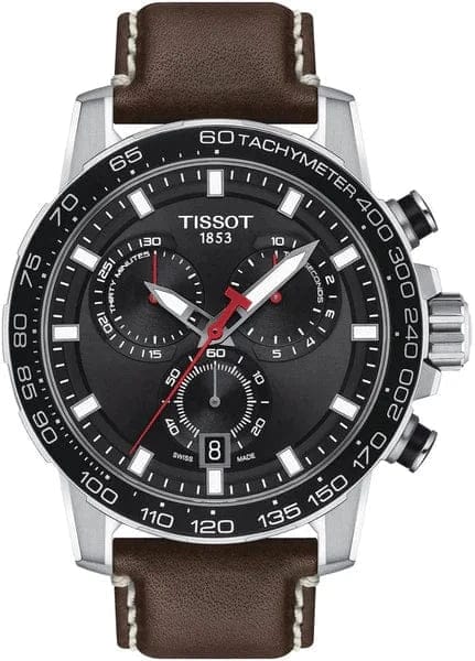 Tissot Supersport Chrono Black Dial Brown Leather Strap Watch for Men - T125.617.16.051.01