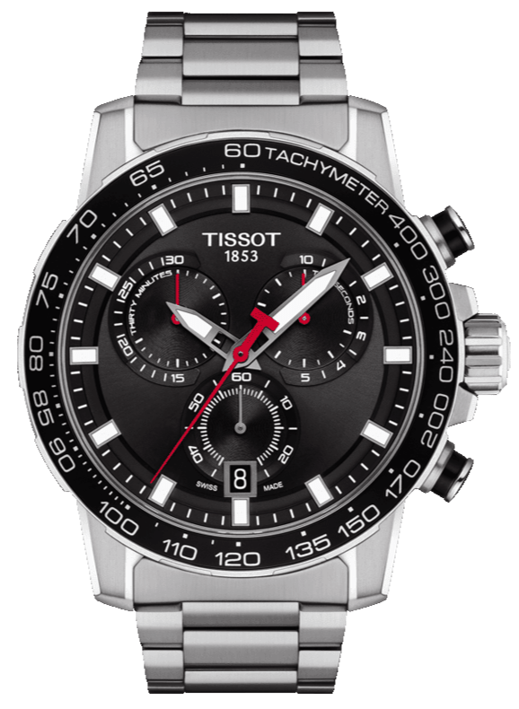Tissot Supersport Chrono Black Dial Silver Steel Strap Watch For Men - T125.617.11.051.00
