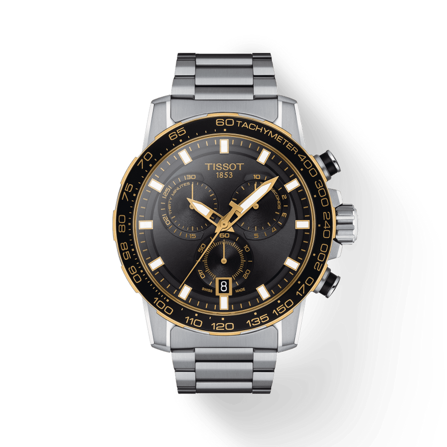 Tissot Supersport Chrono Black Dial Silver Steel Strap Watch For Men - T125.617.21.051.00