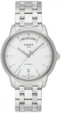 Tissot T Classic Automatic III Day Date White Dial Silver Steel Strap Watch for Men - T065.930.11.031.00