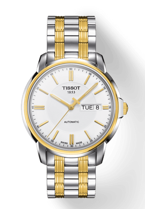 Tissot T Classic Automatics III White Dial Two Tone Steel Strap Watch For Men - T065.430.22.031.00