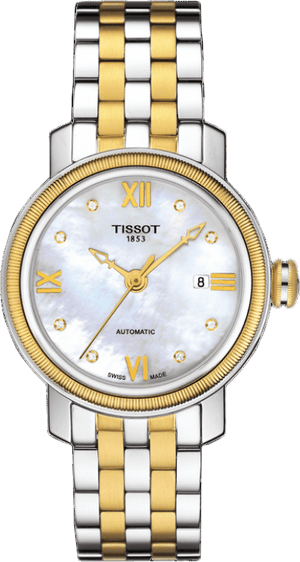Tissot T Classic Bridgeport Automatic Mother of Pearl Dial Two Tone Steel Strap Watch for Women - T097.410.22.116.00