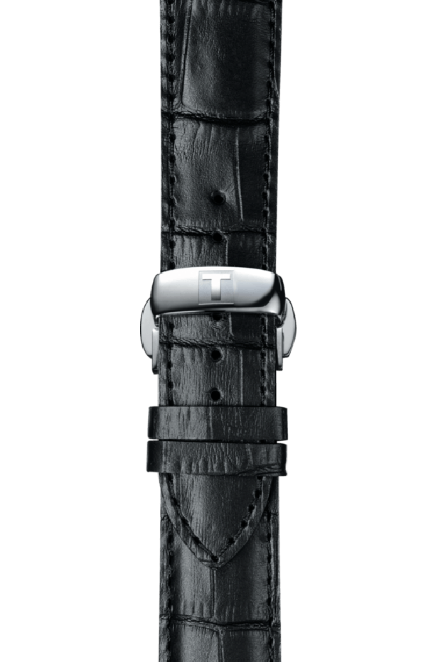 Tissot T Classic Bridgeport Black Dial Black Leather Strap Watch For Women - T097.010.16.058.00
