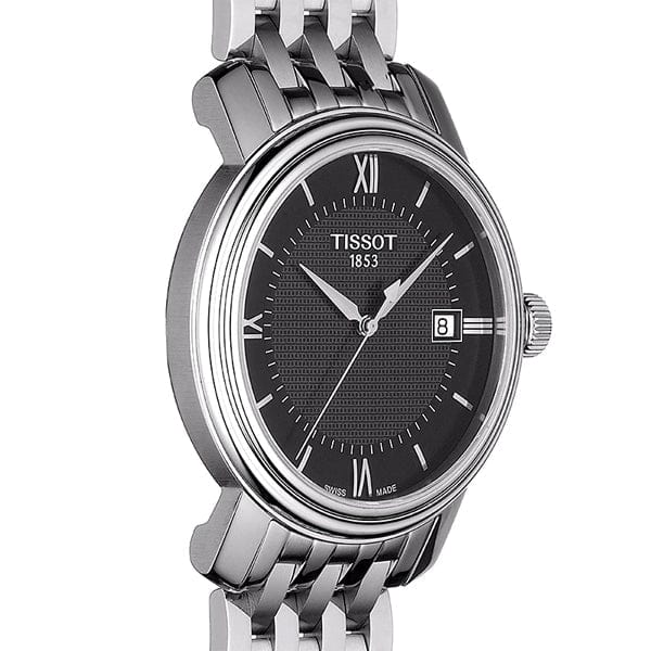 Tissot T Classic Bridgeport Black Dial Silver Steel Strap Watch For Men - T097.410.11.058.00