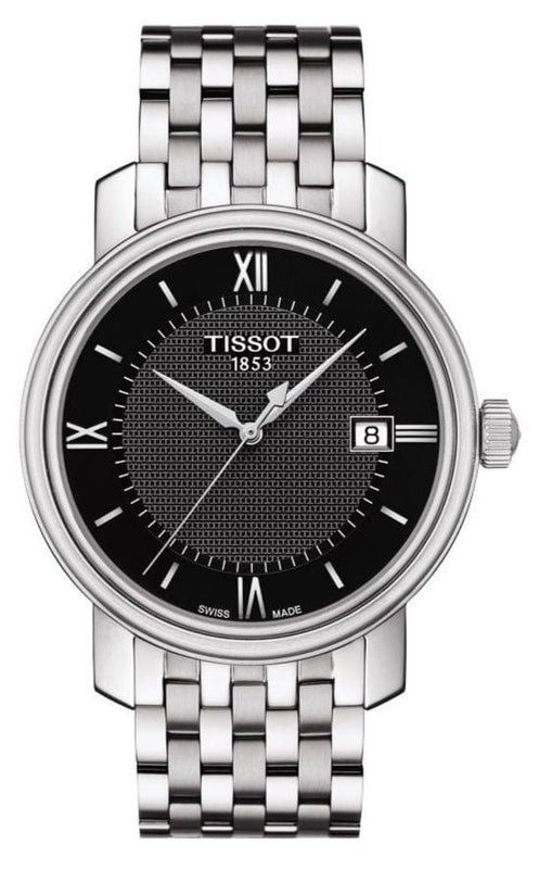 Tissot T Classic Bridgeport Black Dial Silver Steel Strap Watch For Men - T097.410.11.058.00
