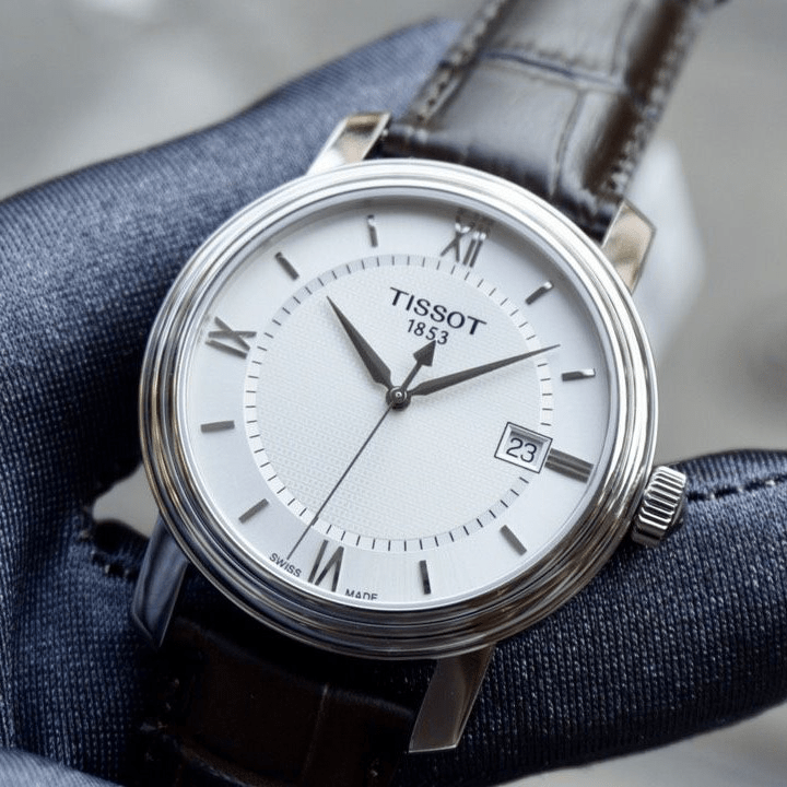 Tissot T Classic Bridgeport Silver Dial Brown Leather Strap Watch For Men - T097.410.16.038.00