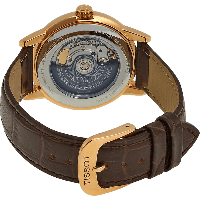 Tissot T Classic Carson Powermatic 80 White Dial Brown Leather Strap Watch for Men - T085.407.36.013.00