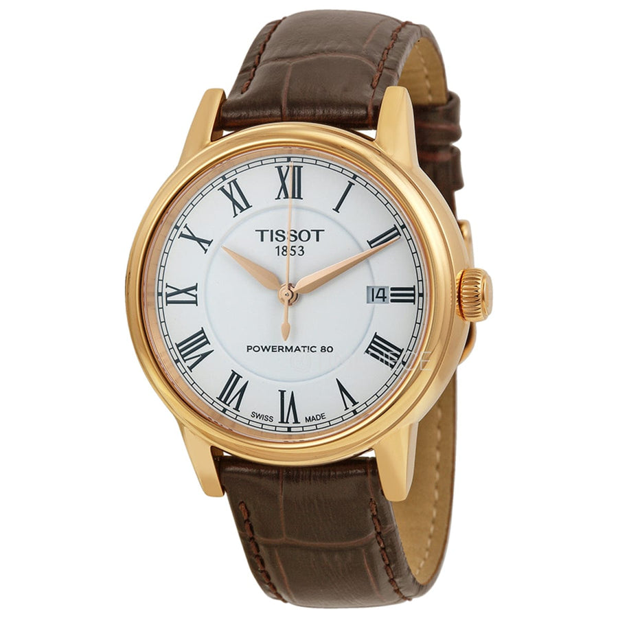 Tissot T Classic Carson Powermatic 80 White Dial Brown Leather Strap Watch for Men - T085.407.36.013.00