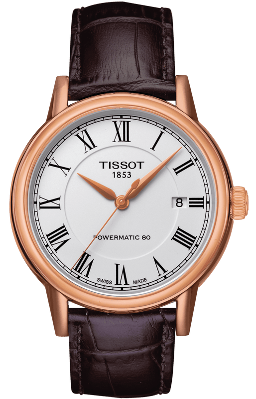 Tissot T Classic Carson Powermatic 80 White Dial Brown Leather Strap Watch for Men - T085.407.36.013.00