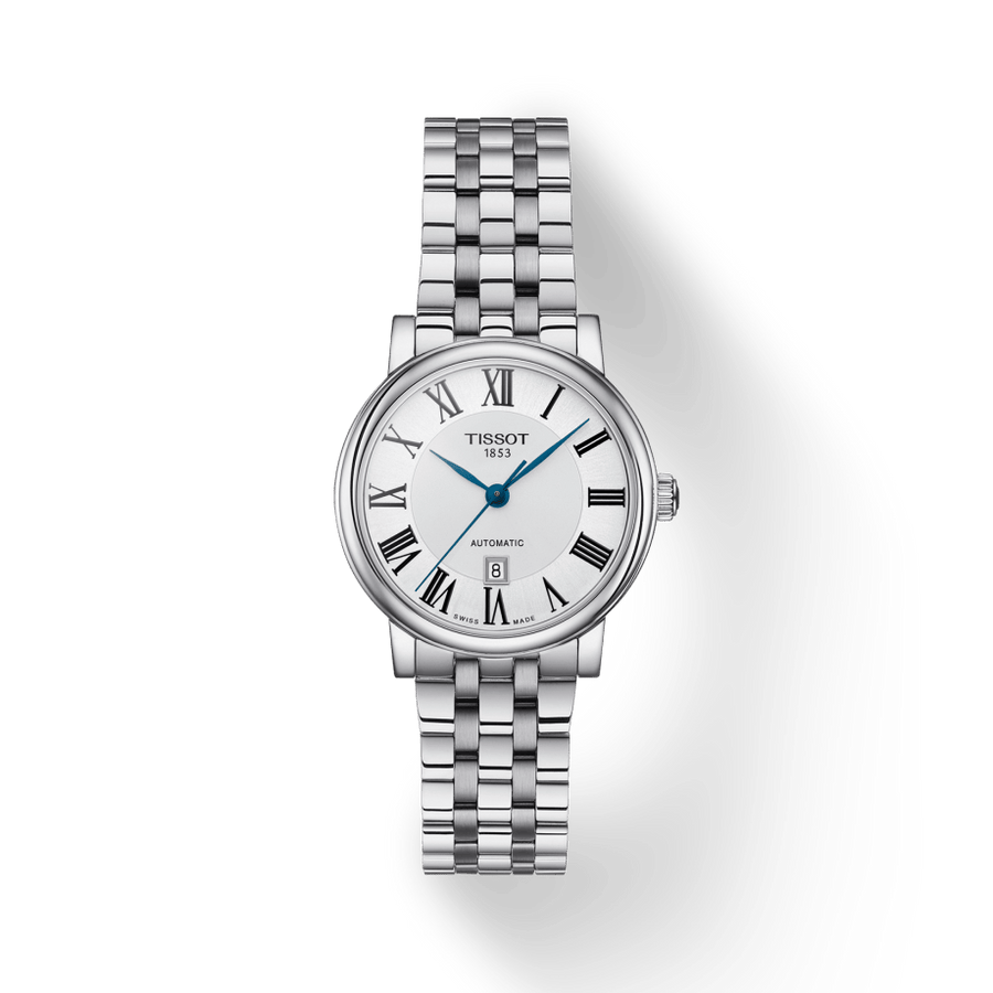 Tissot T Classic Carson Premium Automatic Lady Silver Dial Silver Steel Strap Watch for Women - T122.207.11.033.00