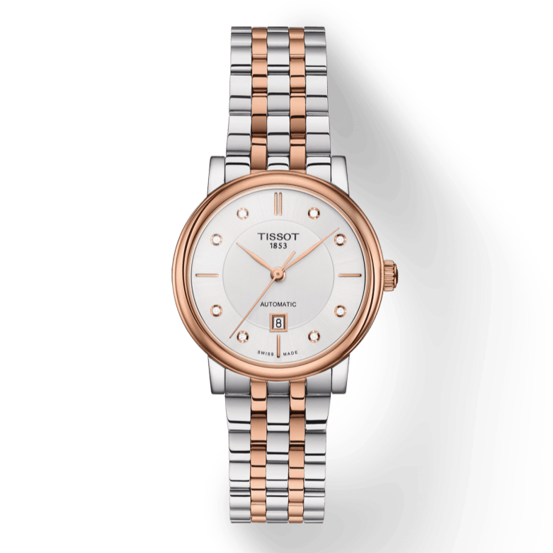 Tissot T Classic Carson Premium Diamonds White Dial Two Tone Steel Strap Watch for Women - T122.207.22.036.00