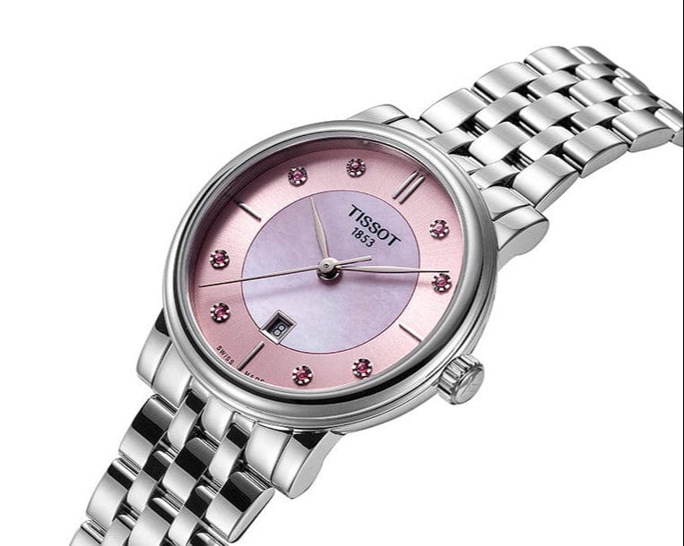 Tissot T Classic Carson Premium Pink Dial Silver Steel Strap Watch for Women - T122.210.11.159.00