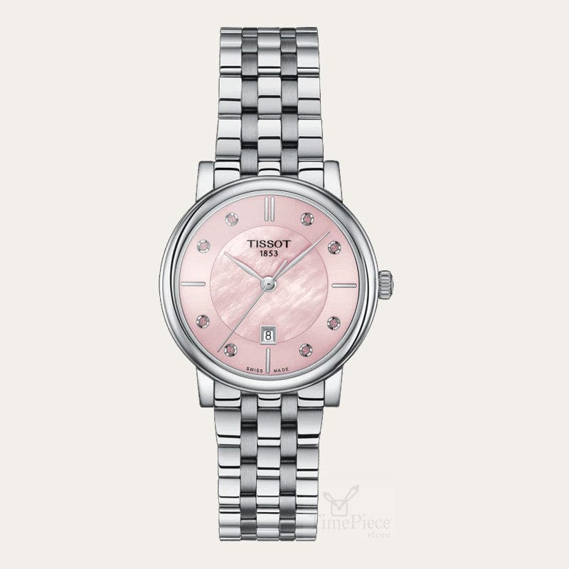 Tissot T Classic Carson Premium Pink Dial Silver Steel Strap Watch for Women - T122.210.11.159.00