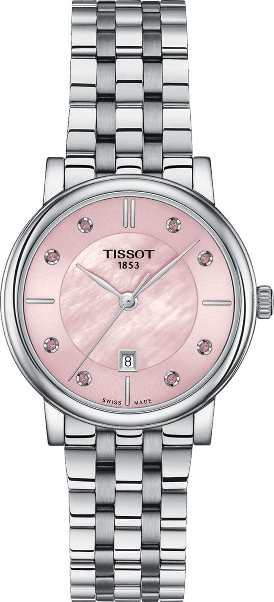 Tissot T Classic Carson Premium Pink Dial Silver Steel Strap Watch for Women - T122.210.11.159.00