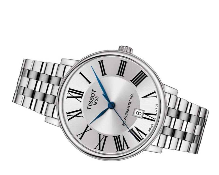 Tissot T Classic Carson Premium Powermatic 80 Silver Dial Silver Steel Strap Watch For Men - T122.407.11.033.00