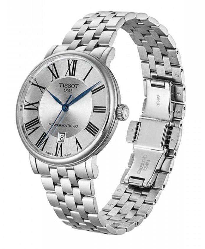 Tissot T Classic Carson Premium Powermatic 80 Silver Dial Silver Steel Strap Watch For Men - T122.407.11.033.00