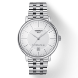 Tissot T Classic Carson Premium Powermatic 80 White Dial Silver Steel Strap Watch For Men - T122.407.11.031.00