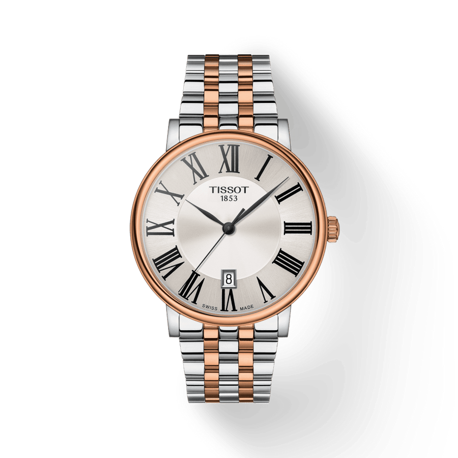 Tissot T Classic Carson Premium Silver Dial Two Tone Steel Strap Watch For Men - T122.410.22.033.00