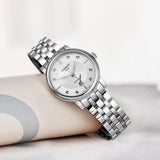 Tissot T Classic Carson Premium White Diamonds Dial Silver Steel Strap Watch for Women - T1222071103600