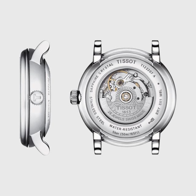 Tissot T Classic Carson Premium White Diamonds Dial Silver Steel Strap Watch for Women - T1222071103600