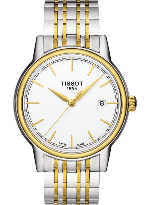 Tissot T Classic Carson Quartz White Dial Two Tone Steel Strap Watch for Men - T085.410.22.011.00