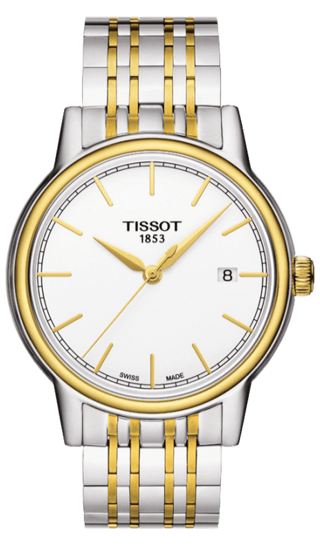 Tissot T Classic Carson Quartz White Dial Two Tone Steel Strap Watch for Men - T085.410.22.011.00