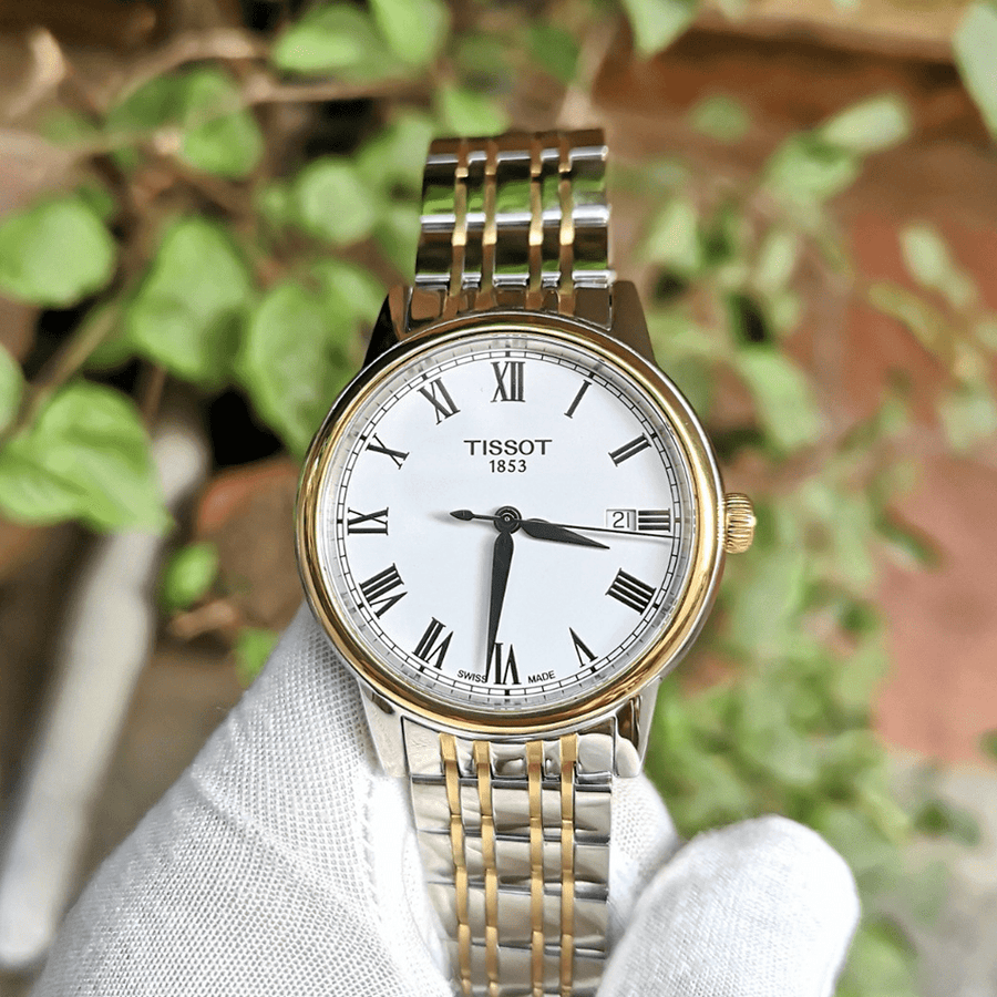Tissot T Classic Carson Quartz White Dial Two Tone Steel Strap Watch for Men - T085.410.22.013.00