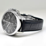 Tissot T Classic Chemin Des Tourelles Chronograph Black Dial Black Leather Strap Watch For Men - T099.427.16.058.00