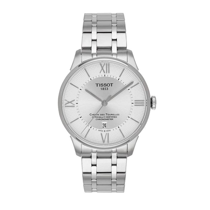 Tissot T Classic Chemin Des Tourelles Silver Dial Silver Steel Strap Watch For Men - T099.408.11.038.00
