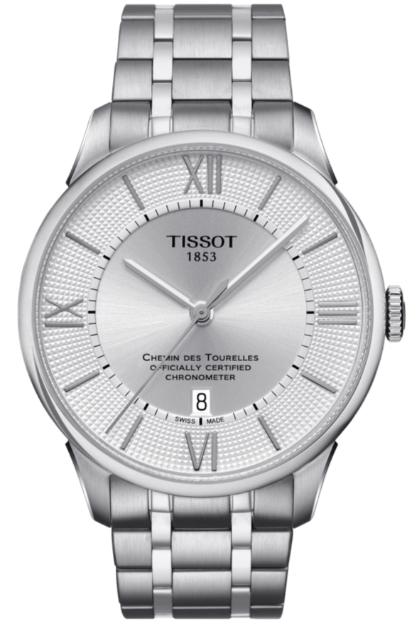 Tissot T Classic Chemin Des Tourelles Silver Dial Silver Steel Strap Watch For Men - T099.408.11.038.00